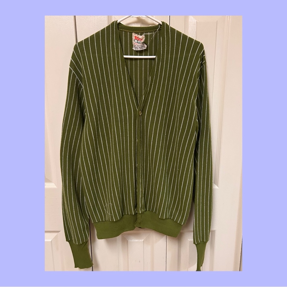 Vintage Mario Bellini Olive Striped Cardigan